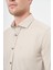 Bej Uzun Kol Düz Bez Ayağı Yarım İtalyan Yaka Cepsiz Pamuklu Classic Slim Fit Gömlek 1004245211 5