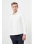 Açık Krem Uzun Kol Düz Bez Ayağı Sert Yaka Cepsiz Pamuklu Classic Slim Fit Gömlek 1004245267 3