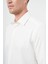 Açık Krem Uzun Kol Düz Bez Ayağı Sert Yaka Cepsiz Pamuklu Classic Slim Fit Gömlek 1004245267 4