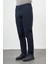 Koyu Lacivert Düz Armürlü Pamuklu Yan Cep Comfort Fit Casual Pantolon 1003245164 2