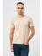 Bej Kısa Kol Düz Bez Ayağı Bisiklet Yaka Casual Slim Fit Tişört 1011245193 1