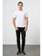 Beyaz Kısa Kol Düz Bez Ayağı Bisiklet Yaka Casual Slim Fit Tişört 1011245193 2