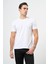 Beyaz Kısa Kol Düz Bez Ayağı Bisiklet Yaka Casual Slim Fit Tişört 1011245193 3