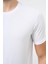 Beyaz Kısa Kol Düz Bez Ayağı Bisiklet Yaka Casual Slim Fit Tişört 1011245193 4
