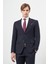 Koyu Lacivert Armürlü Mono Yaka Tam Astar Esnek 6 Drop Slim Fit Classic Takım Elbise 1001245175 1