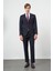 Koyu Lacivert Armürlü Mono Yaka Tam Astar Esnek 6 Drop Slim Fit Classic Takım Elbise 1001245175 2