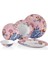 Floral Pink Porselen 27 Parça 6 Kişilik Yemek Takımı Kayık Tabaklı 1