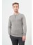Gri Uzun Kol Kendinden Desenli Örme Polo Yaka Classic Comfort Fit Triko 1012245156 1