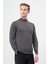 Füme Uzun Kol Düz Örme Yarım Balıkçı Yaka Classic Comfort Fit Triko 1012245001 1