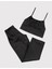 Kadın Siyah Saten 3'lü Pijama Takımı 50304006-VR046 2
