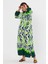 Desenli Rahat Kalıp Lastik Kol Kadın Elbise-Yeşil 2