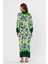Desenli Rahat Kalıp Lastik Kol Kadın Elbise-Yeşil 4