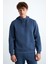 Jorna Erkek 3 Iplik Içi Şardonlu Yumuşacık Çıt Çıt Yakalı Regular Kapüşonlu Indigo Sweatshirt 1