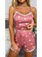 Saten Pudra Yumuşacık Kalpli Ince Askılı Şortlu Alt Üst Kadın Saten Pijama Takımı 4