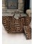 Robin Leopar Desen Big Shopper Pinterest Cüzdanlı Kadın Omuz Çantası 3