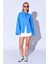 Saks Kolları Salaş Yıkamalı Müslin Oversize Rahat Kalıp Kadın Basic Gömlek| Mks166881-01-6881 3