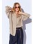 Toprak Modal Soft Dokulu Yumuşak Gizli Pat Detaylı Oversize Kadın Gömlek - 8262 1