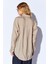 Toprak Modal Soft Dokulu Yumuşak Gizli Pat Detaylı Oversize Kadın Gömlek - 8262 5