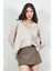 Bej Çizgili Oversize Rahat Kalıp Basic Kadın Gömlek | Ek100167429yn 1