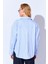 Mavi Çizgili Oversize Rahat Kalıp Basic Kadın Gömlek Ek100167429yn 5