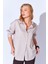 Bej Ince Çizgili Pamuk Saten Oversize Rahat Kalıp Kadın Basic Gömlek Ek100167432yn 1