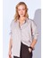Bej Ince Çizgili Pamuk Saten Oversize Rahat Kalıp Kadın Basic Gömlek Ek100167432yn 2