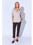 Bej Ince Çizgili Pamuk Saten Oversize Rahat Kalıp Kadın Basic Gömlek Ek100167432yn 3