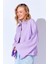 Lila Kolları Salaş Yıkamalı Müslin Oversize Rahat Kalıp Kadın Basic Gömlek| Mks166881-01-6881 2