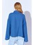 Indigo Kolları Salaş Yıkamalı Müslin Oversize Rahat Kalıp Kadın Basic Gömlek| MKS166881-01-6881 5