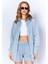 Eskitme/soluk Efektli Rahat Kesim Fermuarlı Kapüşonlu Sweatshirt Hırka | Mavi| EK100278855-8855 4