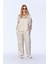 Bej Saten Palozzo Kesim Beli Lastikli Kadın Pantalon EE10009594 1