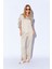 Bej Saten Palozzo Kesim Beli Lastikli Kadın Pantalon EE10009594 3
