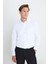 Slim Fit Dar Kesim Klasik Yaka Armürlü Beyaz Gömlek 1