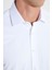 Slim Fit Dar Kesim Klasik Yaka Armürlü Beyaz Gömlek 5