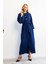 Balon Kol Düğmeli Abaya Elbise - Indigo 3