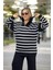 Önden Yarım Fermuarlı Çizgili Desenli % 100 Akrilik Kumaş Büyük Beden Alt Üst Takım 3