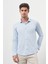 Erkek A. Mavi Trend Slim Fit Italyan Yaka Gömlek 2