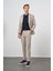 Erkek Bej Polyamide Torba Cep Kapüşonlu Slim Fit Mono Yaka Spor Takım Elbise 1