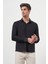 Erkek Siyah Trend Slim Fit Italyan Yaka Gömlek 2