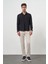 Erkek Siyah Trend Slim Fit Italyan Yaka Gömlek 4