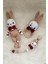 Amigurumi Yenidoğan Tulumlu Elemeği Tavşan Set, Uyku Arkadaşı, Çıngırak ve Emzik Zinciri 1