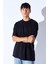 Kalın Gramajlı Soft Dokulu Fırçalı Yüksek Baskılı Oversize Erkek Tshirt | Siyah MNN211049-01 2