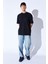 Kalın Gramajlı Soft Dokulu Fırçalı Yüksek Baskılı Oversize Erkek Tshirt | Siyah MNN211049-01 3