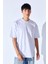 Kalın Gramajlı Soft Dokulu Fırçalı Yüksek Baskılı Oversize Erkek Tshirt | Beyaz MNN211049-01 2