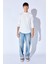 Beyaz Bisiklet Yaka Jakarlı Dokulu Kumaş Slim Fit Basic Uzun Kol Erkek Tshirt | EE1000229954 3