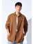 Kahve Paraşüt Kumaş Baskılı Çıtçıtlı Yağmur Geçirmez Oversize Mont | EE1000345791 2