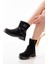 Siyah Süet Toka Aksesuarlı Fermuarlı Günlük Kadın Bot 3