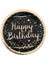 Karton Tabak Parlak Altın Varak Baskılı Happy Birthday (6 Adet) Siyah 1