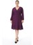 Kadın Mor Kruvaze Yaka Balon Kol Büyük Beden Esnek Elbise 3