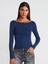 31332 Kayık Yaka Uzun Kollu Top-Lacivert 1